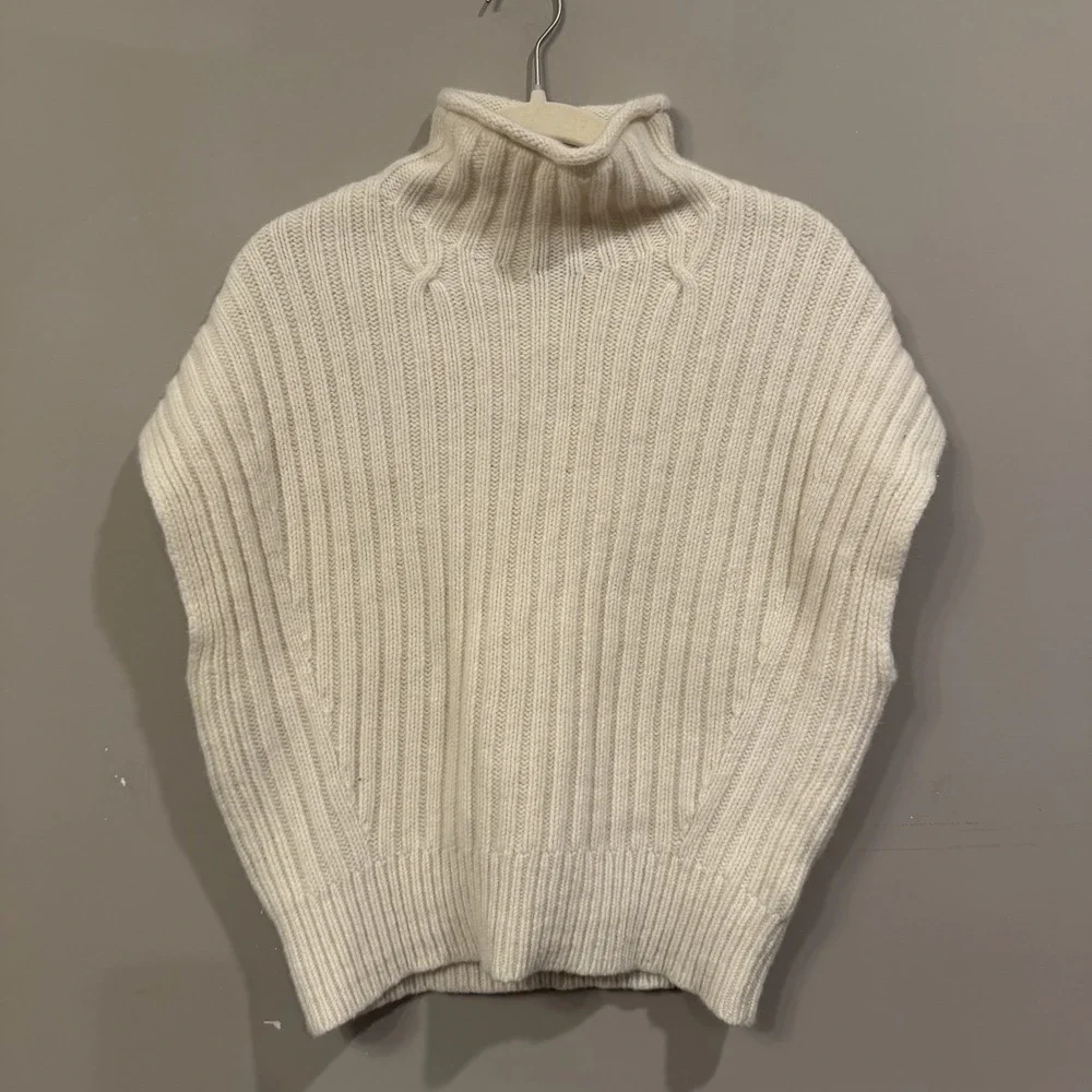 Polo Ralph Lauren Wool-Cashmere Dolman Roll Neck Jumper Small Ivory Ribbed